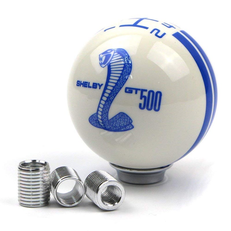 Dreamseek for Ford Mustang Car Gear Shift Knob 5 Speed Cobra Logo Manual Handle Ball (Blue) - Image 1